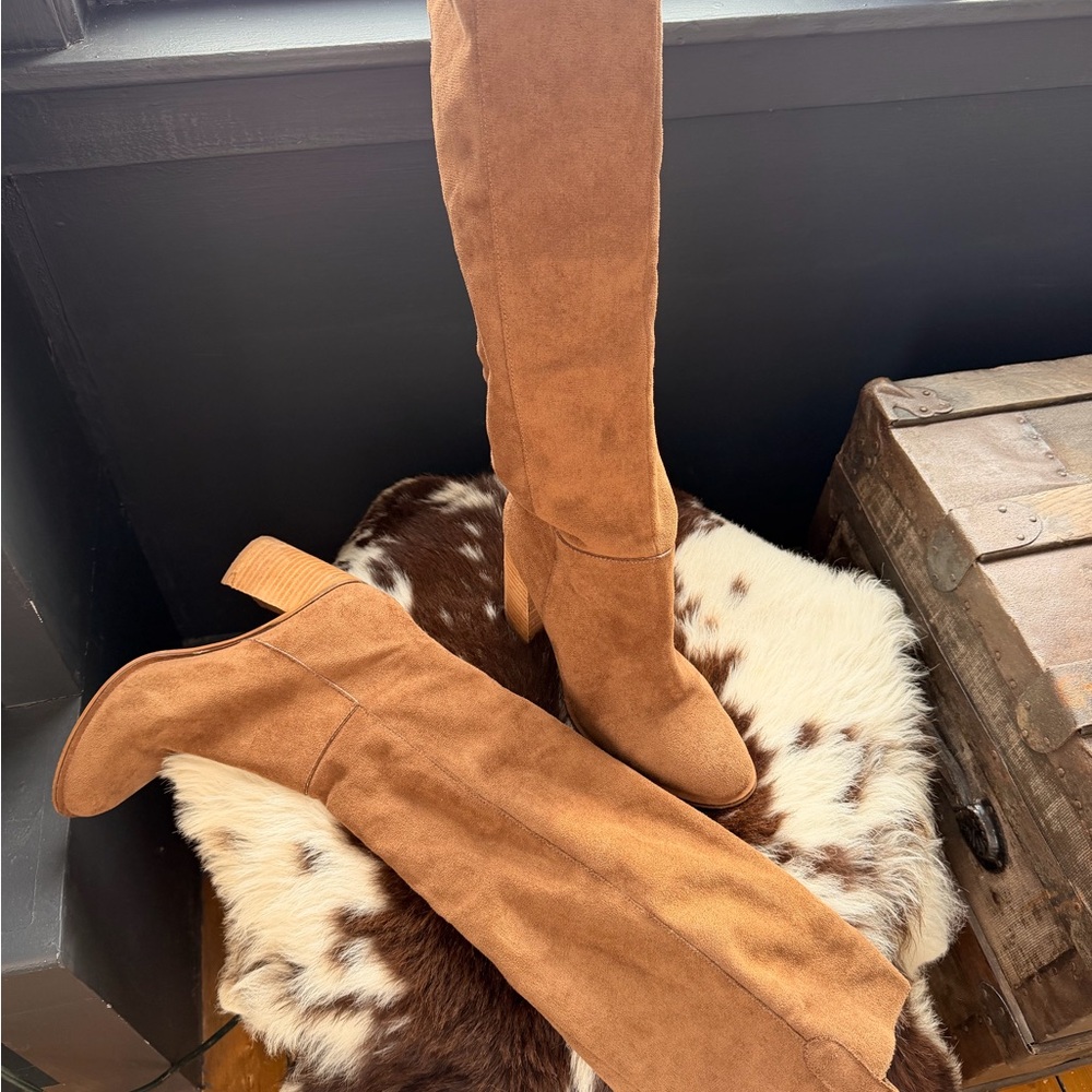 Brown Suede Knee High Boots